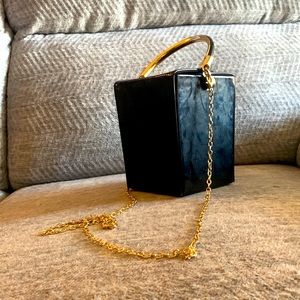 Black faux paten leather handbag